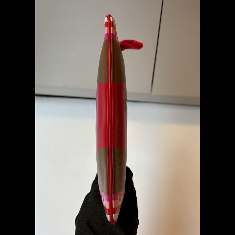 Hermes 雙馬彩虹之愛紅色系皮革小萬用包 Carre Pocket-10