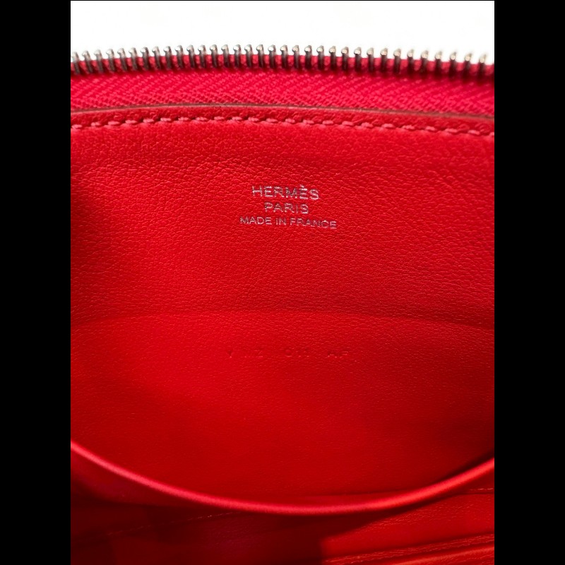 Hermes 雙馬彩虹之愛紅色系皮革小萬用包 Carre Pocket-14