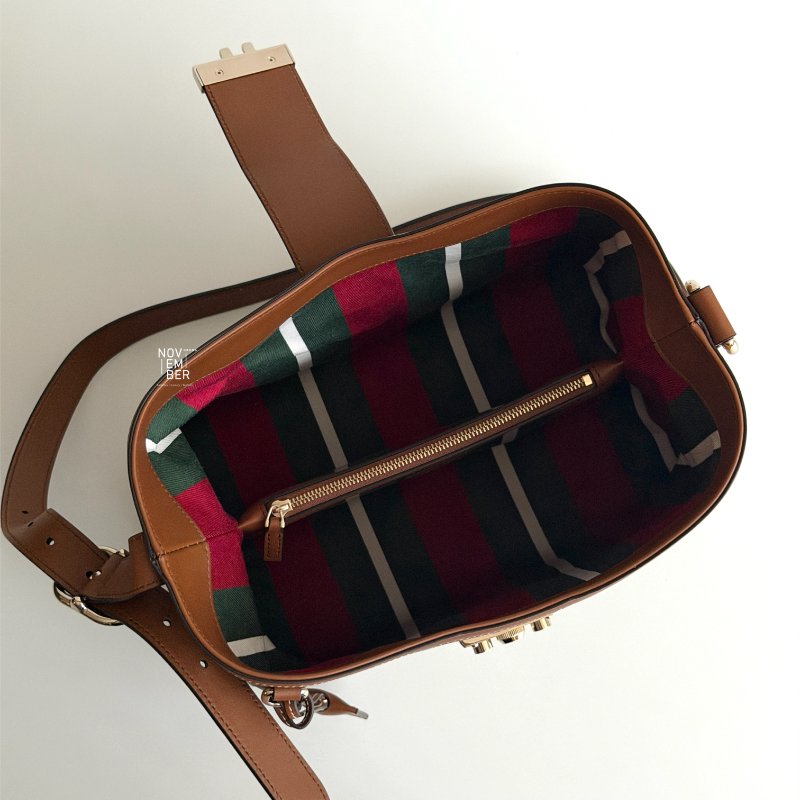 全配有購證🙌🏻 GUCCI 古馳 Padlock 棕色滾邊老花肩背包-4