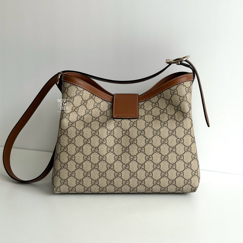 全配有購證🙌🏻 GUCCI 古馳 Padlock 棕色滾邊老花肩背包-6