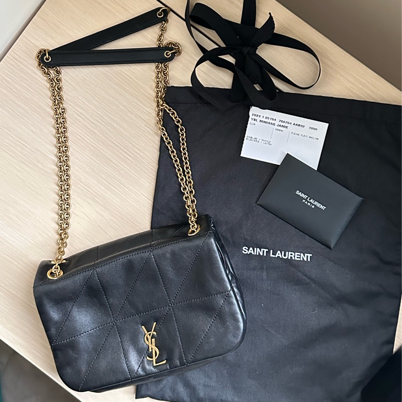 YSL SAINT LAURENT 4.3 Jamie Mini 迷你 羊皮 肩背包 斜背包 黑色 766754-0