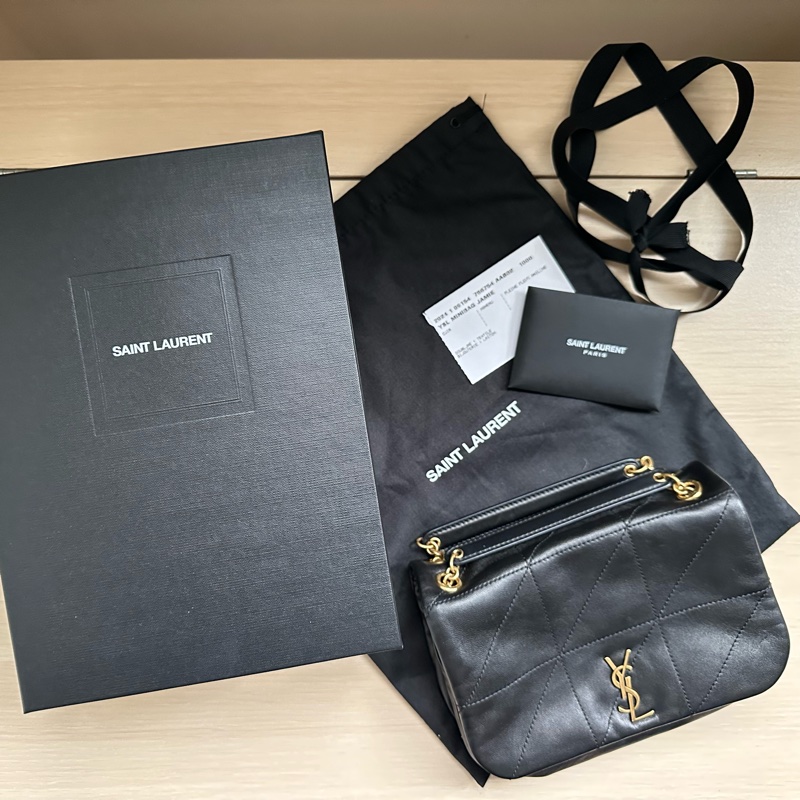 YSL SAINT LAURENT 4.3 Jamie Mini 迷你 羊皮 肩背包 斜背包 黑色 766754-1
