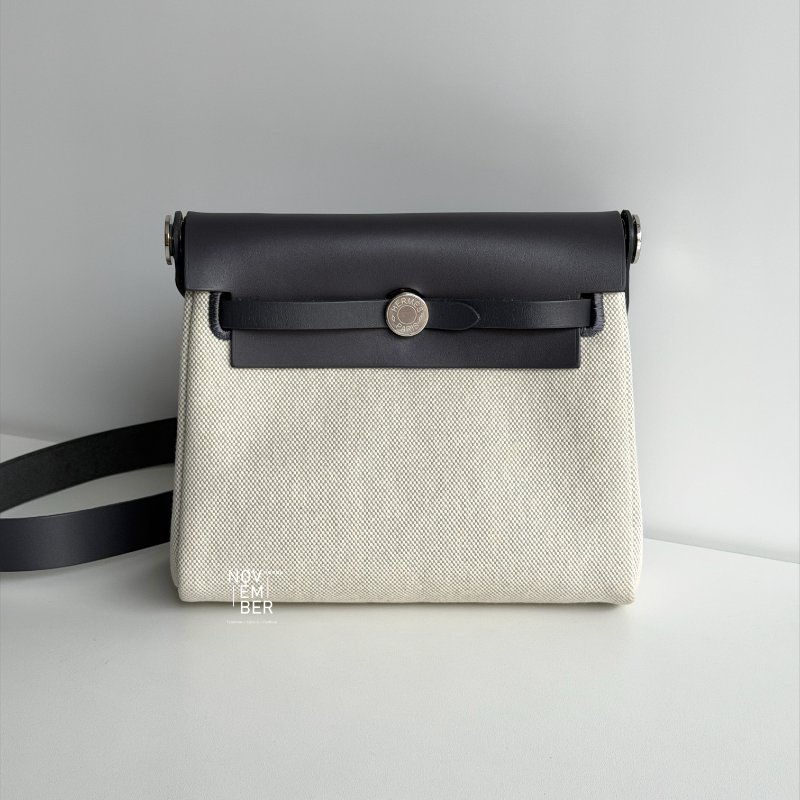 閒置新✨ 全配有購證🙌🏻 Hermès 愛馬仕 Mini Herbag 石板灰銀釦-0