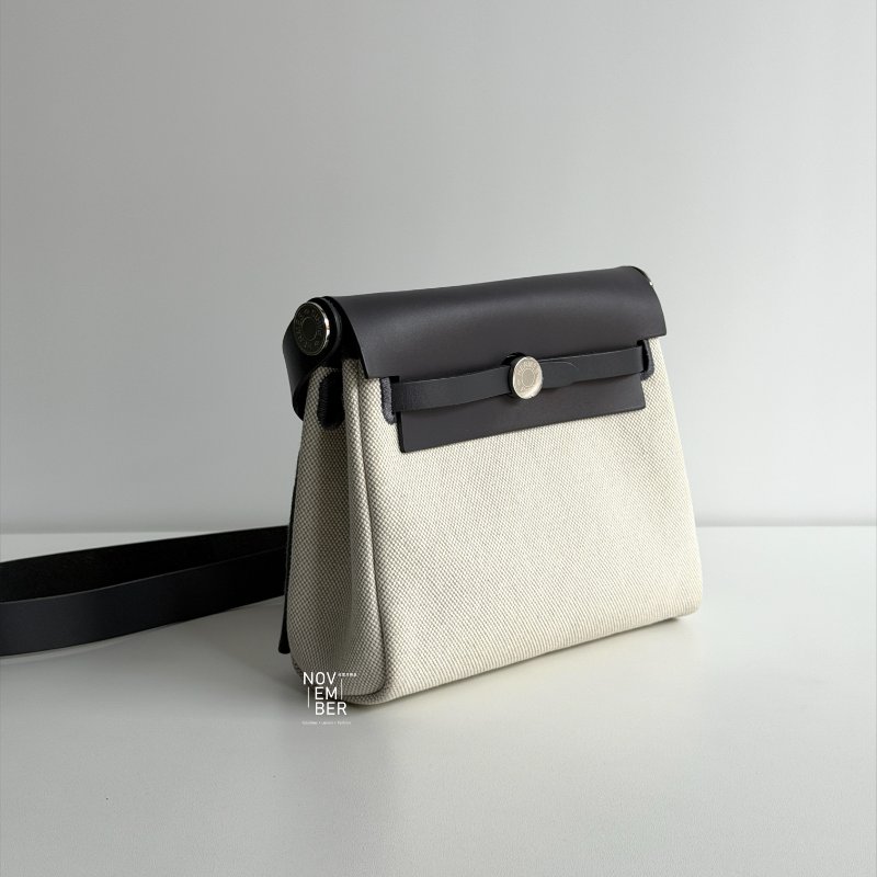 閒置新✨ 全配有購證🙌🏻 Hermès 愛馬仕 Mini Herbag 石板灰銀釦-1