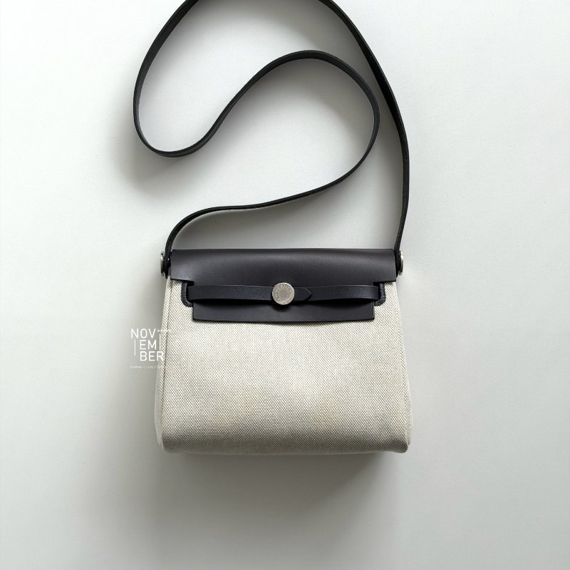 閒置新✨ 全配有購證🙌🏻 Hermès 愛馬仕 Mini Herbag 石板灰銀釦-4