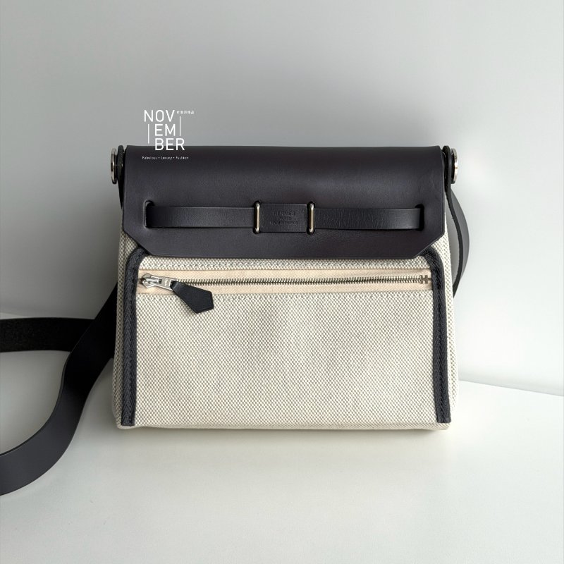 閒置新✨ 全配有購證🙌🏻 Hermès 愛馬仕 Mini Herbag 石板灰銀釦-5