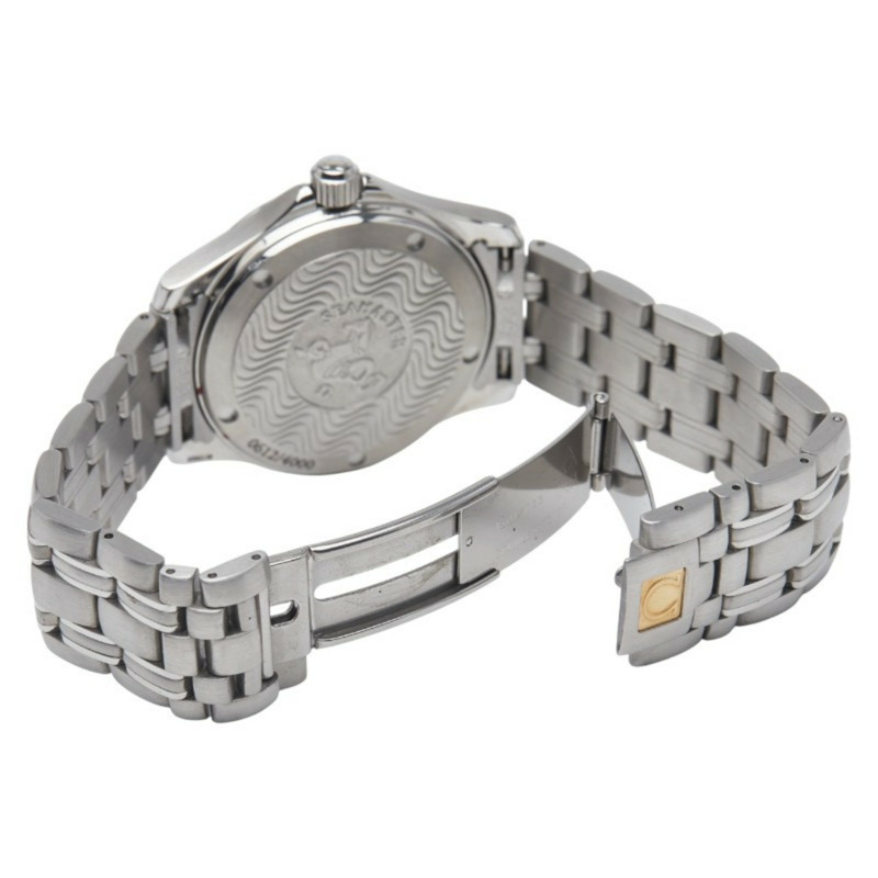 歐米茄海馬系列120公尺雅克馬約爾2001腕錶2507.80自動機械錶海軍藍錶盤不鏽鋼男士腕錶-2