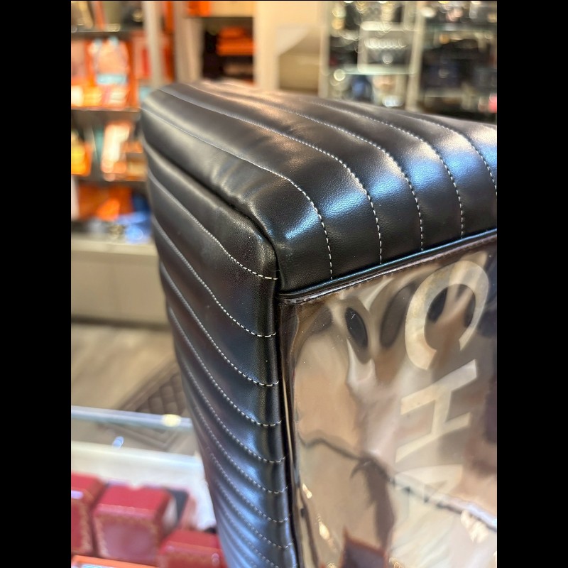 Chanel 銀鍊黑皮直格托特包-13