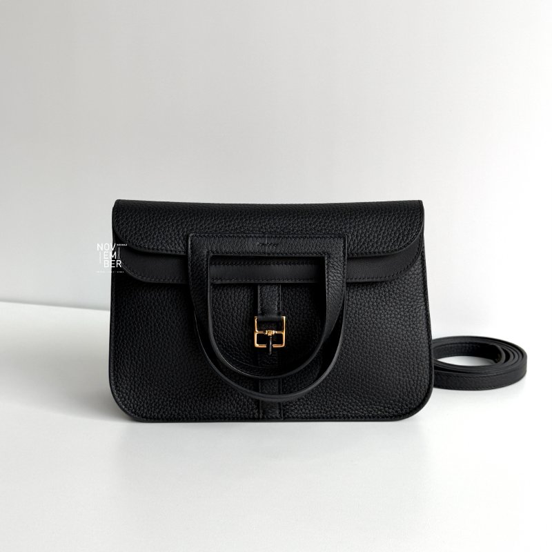 閒置新✨ 有購證🙌🏻 Hermès 愛馬仕 Halzan25 黑色金釦-0