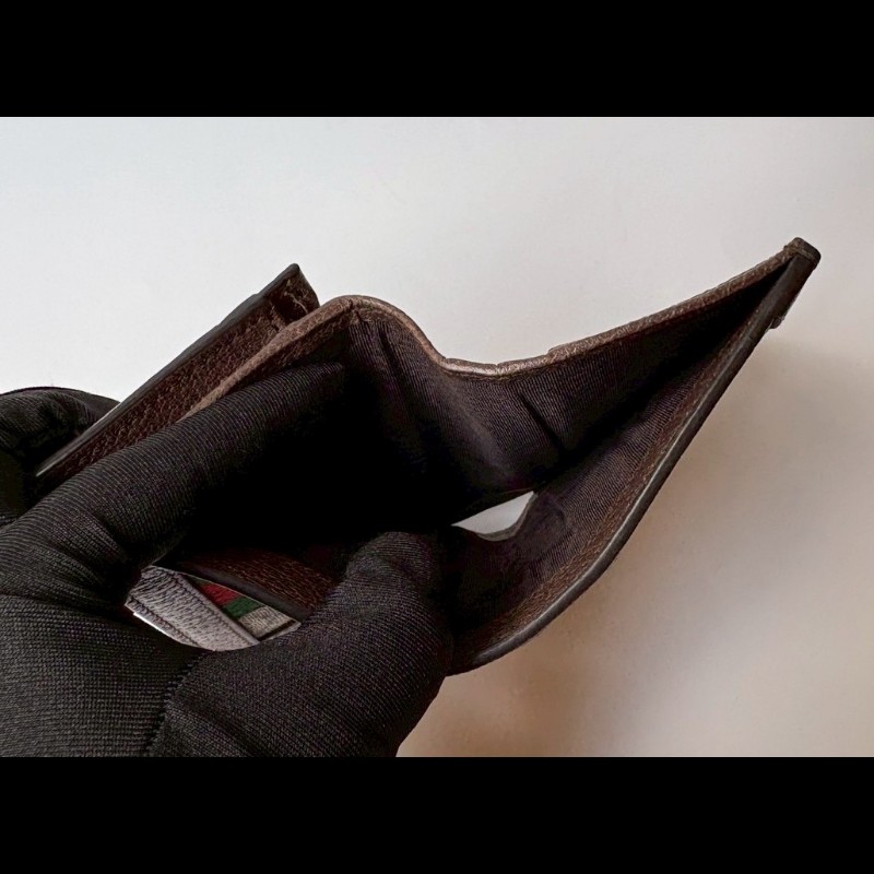 Gucci 綠紅綠咖邊GG pvc 短夾-11