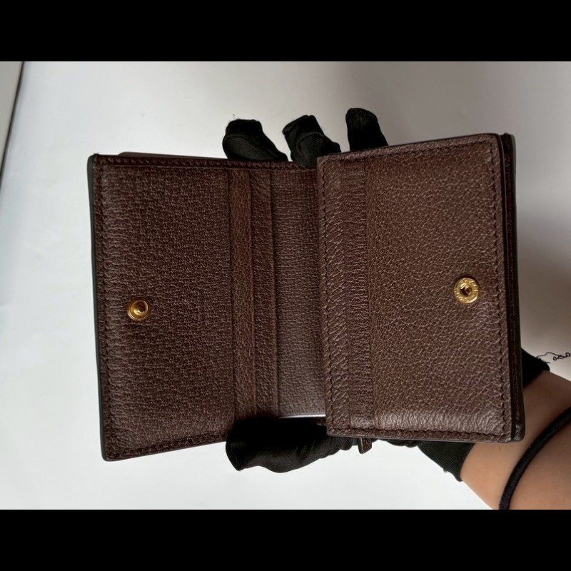 Gucci 綠紅綠咖邊GG pvc 短夾-14