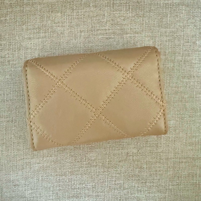 TORY BURCH Willa菱格紋卡包-奶茶色金釦-6