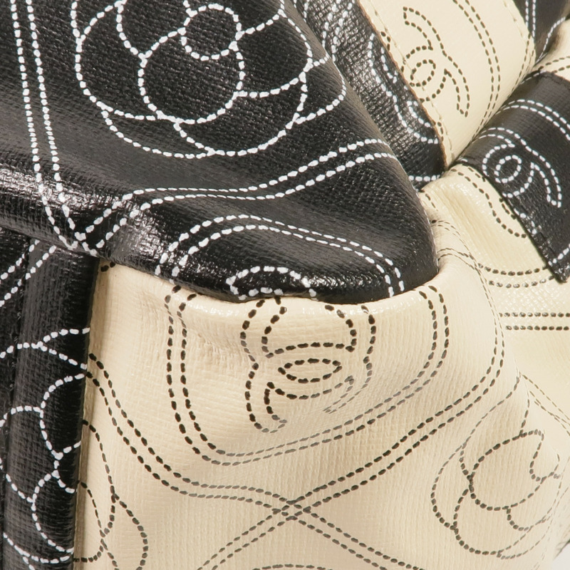 CHANEL 塗層帆布2 Way Tote銀扣手挽肩背兩用袋-5