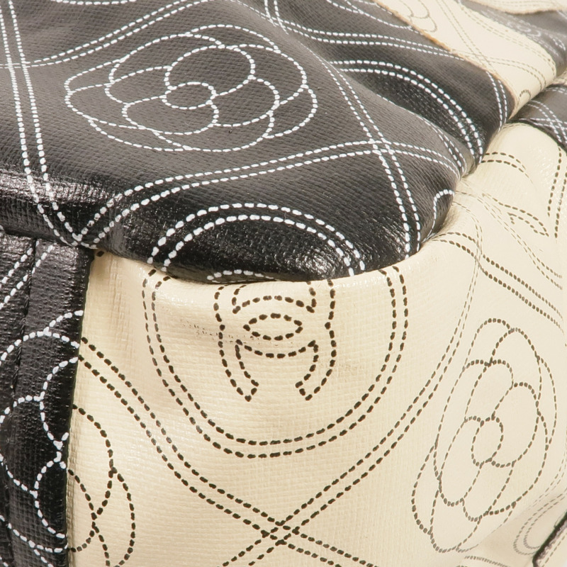 CHANEL 塗層帆布2 Way Tote銀扣手挽肩背兩用袋-7