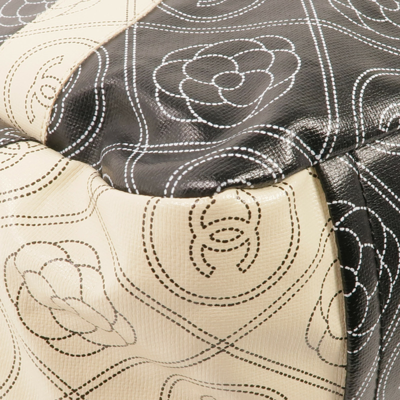 CHANEL 塗層帆布2 Way Tote銀扣手挽肩背兩用袋-8