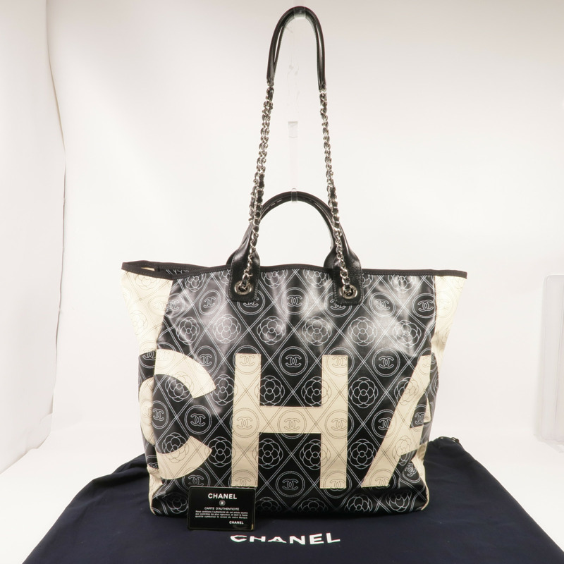 CHANEL 塗層帆布2 Way Tote銀扣手挽肩背兩用袋-15