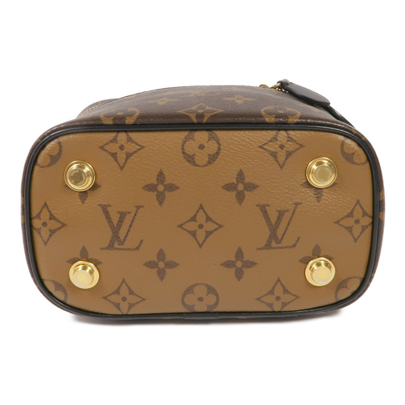 LOUIS VUITTON Monogram/Monogram Reverse Vanity PM金扣手挽肩背兩用袋棕色-3