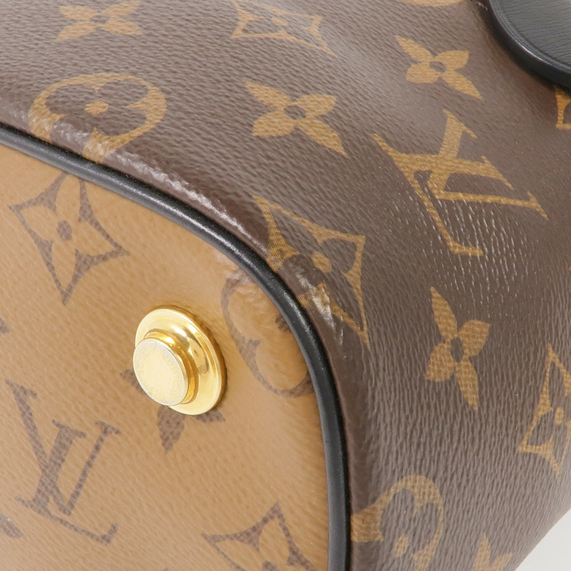 LOUIS VUITTON Monogram/Monogram Reverse Vanity PM金扣手挽肩背兩用袋棕色-4