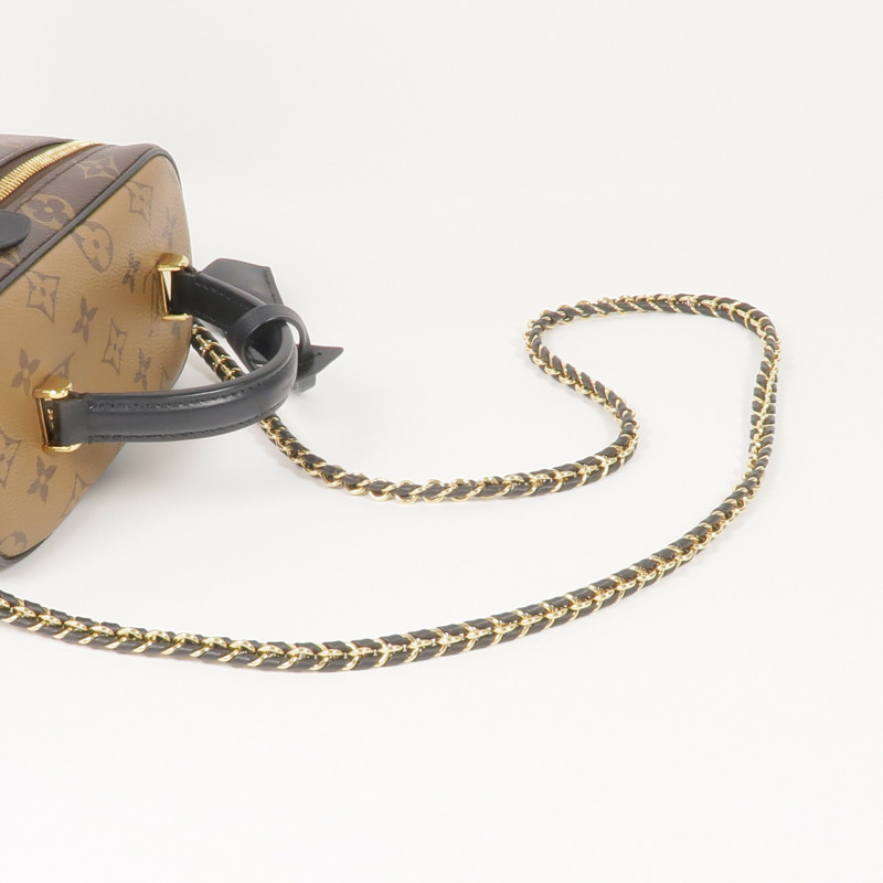 LOUIS VUITTON Monogram/Monogram Reverse Vanity PM金扣手挽肩背兩用袋棕色-8