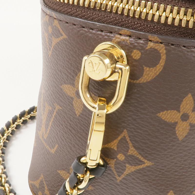 LOUIS VUITTON Monogram/Monogram Reverse Vanity PM金扣手挽肩背兩用袋棕色-11