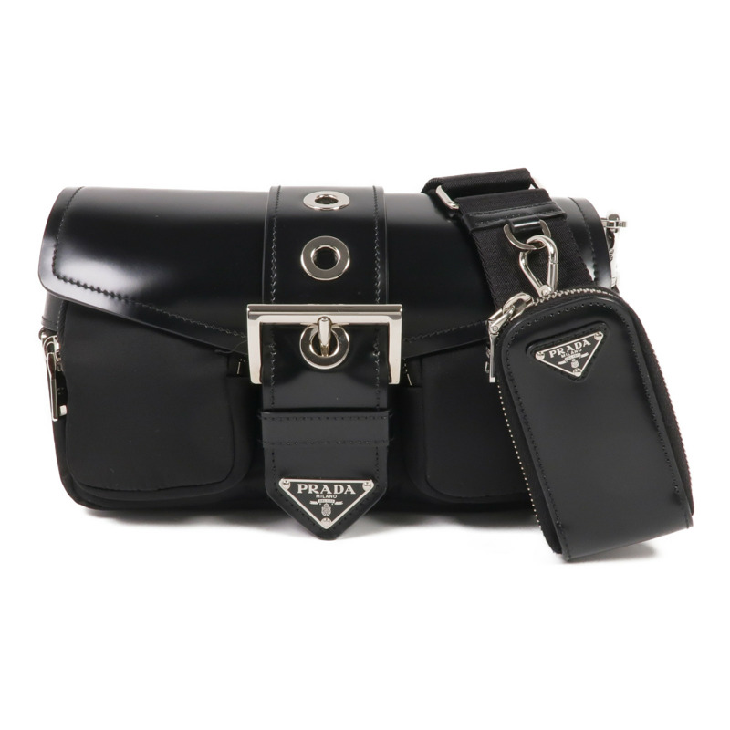 PRADA 尼龍/皮革Shoulder Bag銀扣肩背袋-0