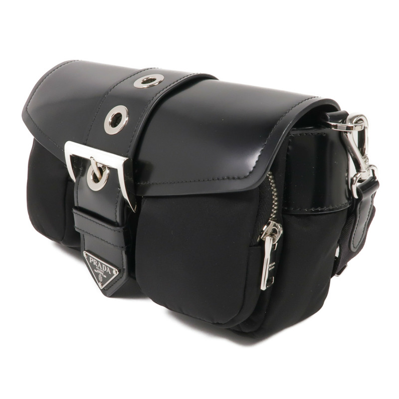 PRADA 尼龍/皮革Shoulder Bag銀扣肩背袋-2