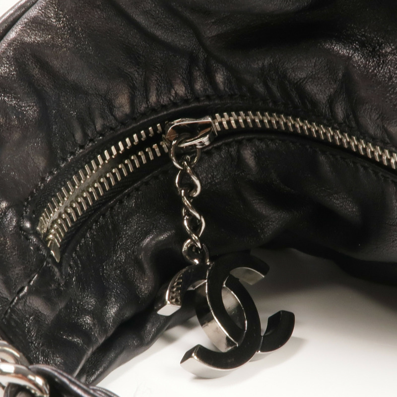 CHANEL 牛皮皮革Shoulder Bag銀扣肩背袋-9