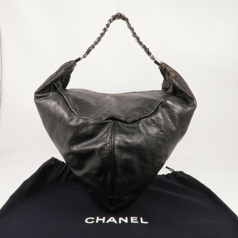 CHANEL 牛皮皮革Shoulder Bag銀扣肩背袋-19