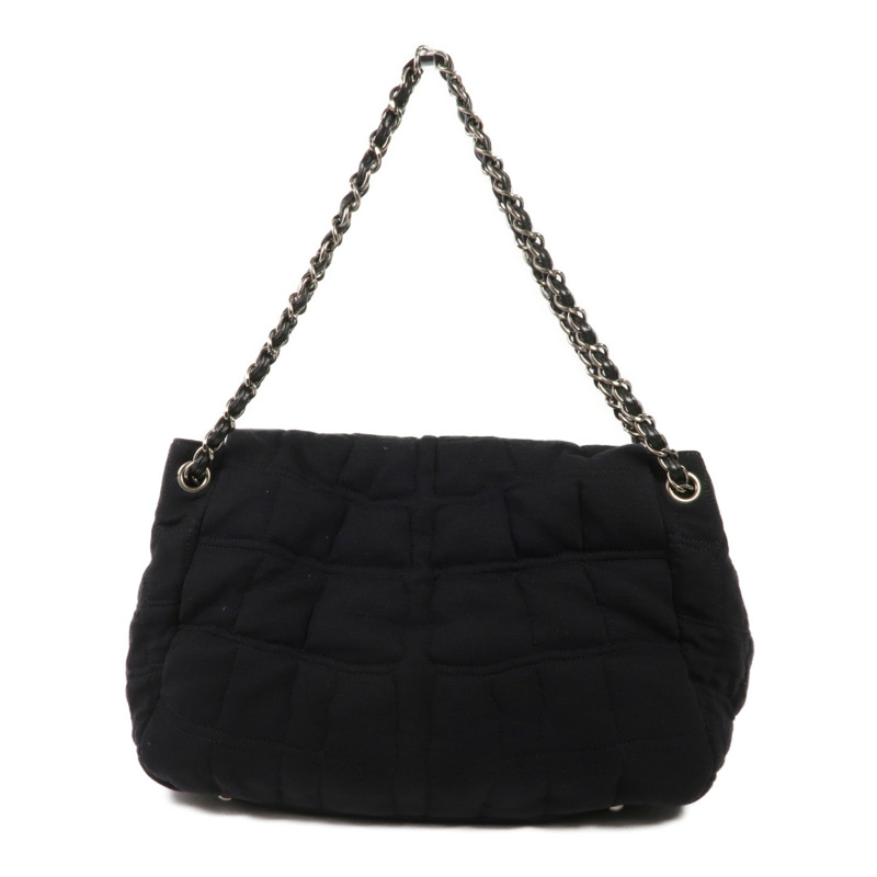 CHANEL 布料/皮革Chain Shoulder銀扣鏈帶肩背袋-1