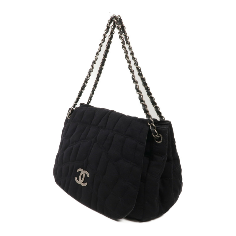 CHANEL 布料/皮革Chain Shoulder銀扣鏈帶肩背袋-2