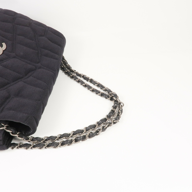 CHANEL 布料/皮革Chain Shoulder銀扣鏈帶肩背袋-4