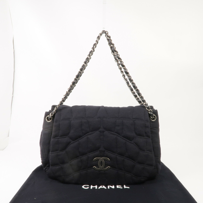 CHANEL 布料/皮革Chain Shoulder銀扣鏈帶肩背袋-17