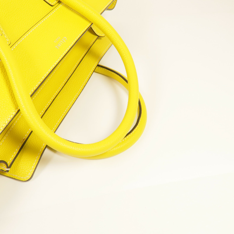 CELINE 牛皮皮革Mini Luggage銀扣手挽袋-4