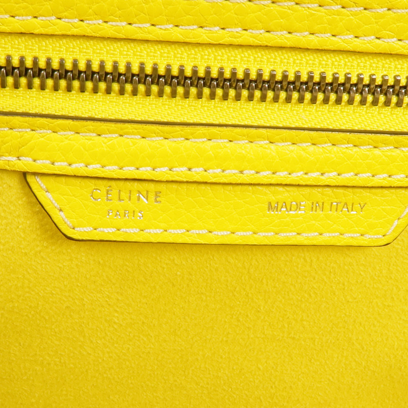 CELINE 牛皮皮革Mini Luggage銀扣手挽袋-13