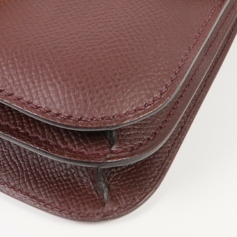 HERMES Epsom皮革Constance Mini金扣肩背袋Rouge Sellier-5