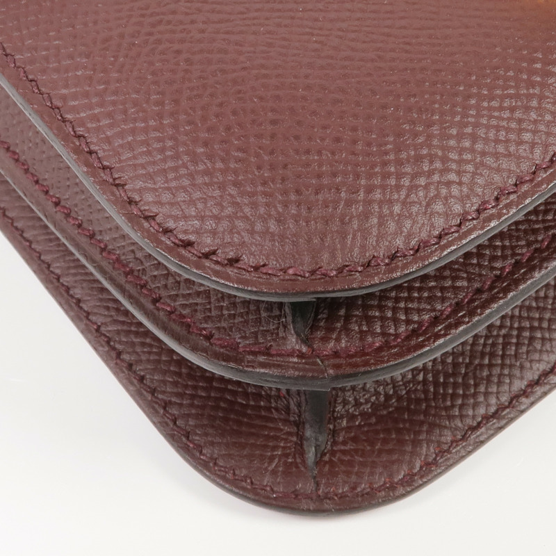 HERMES Epsom皮革Constance Mini金扣肩背袋Rouge Sellier-6