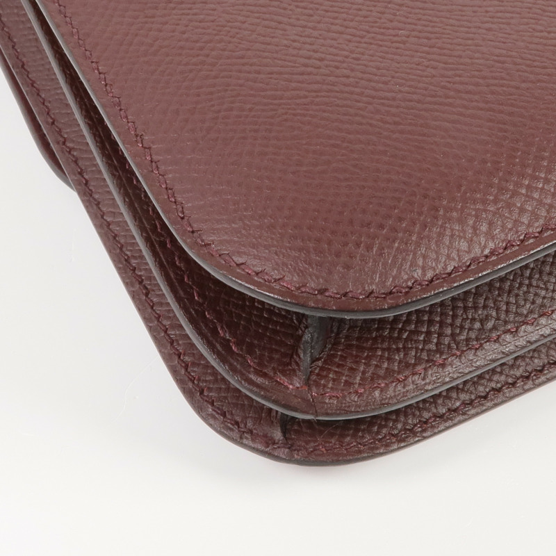 HERMES Epsom皮革Constance Mini金扣肩背袋Rouge Sellier-8