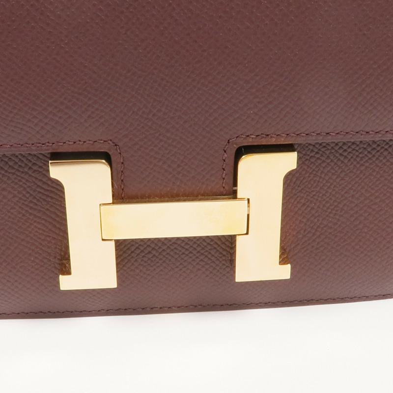 HERMES Epsom皮革Constance Mini金扣肩背袋Rouge Sellier-10