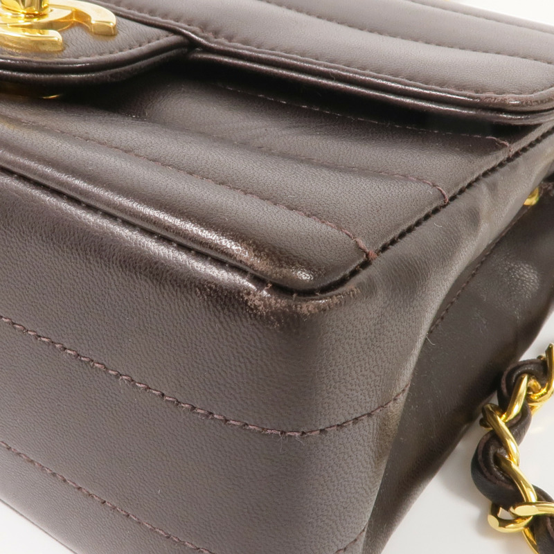 CHANEL 羊皮皮革Vintage Mini Flap Bag金扣鏈帶肩背袋-5