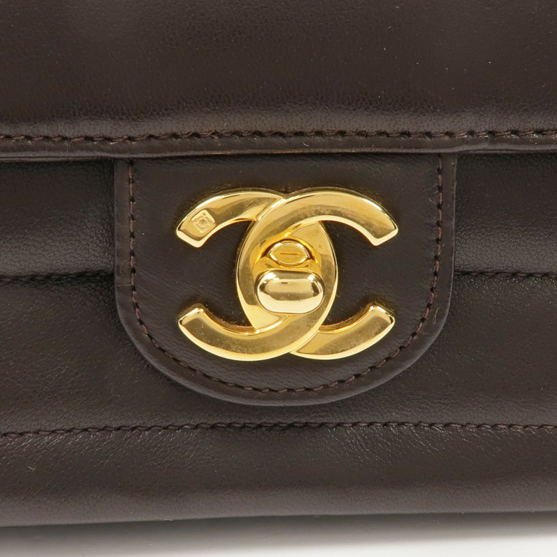 CHANEL 羊皮皮革Vintage Mini Flap Bag金扣鏈帶肩背袋-10