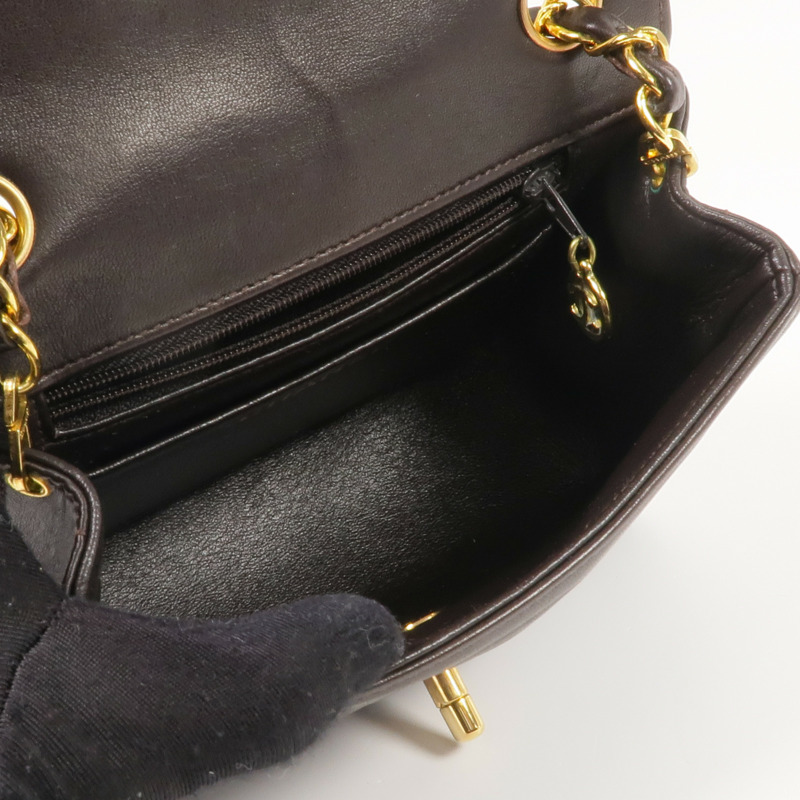 CHANEL 羊皮皮革Vintage Mini Flap Bag金扣鏈帶肩背袋-13