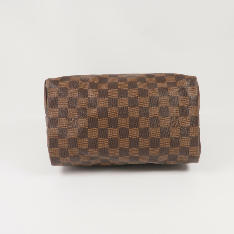 LOUIS VUITTON Damier Speedy Bandouliere 25金扣手挽肩背兩用袋棕色-3