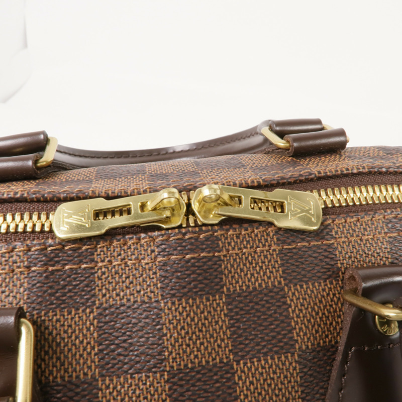 LOUIS VUITTON Damier Speedy Bandouliere 25金扣手挽肩背兩用袋棕色-5