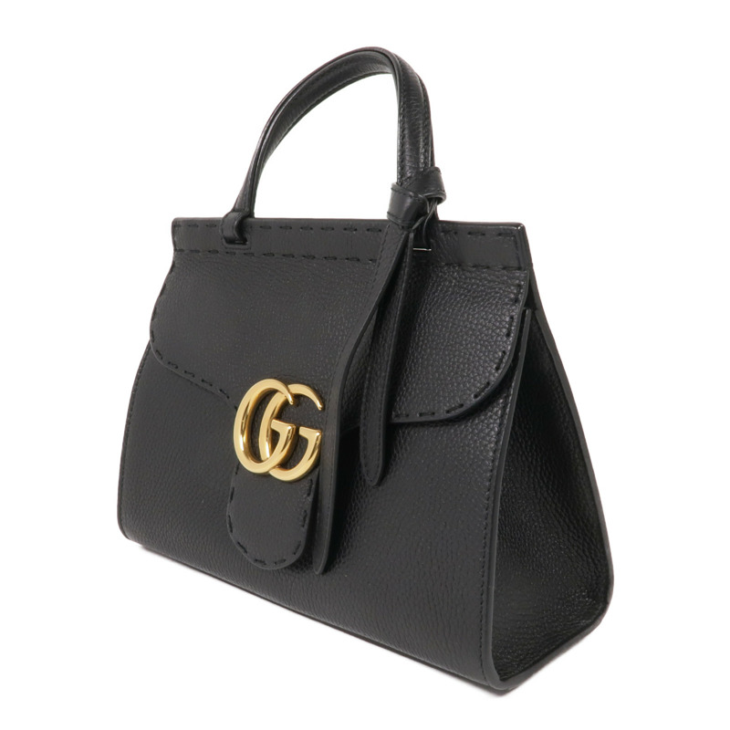 GUCCI 牛皮皮革GG Marmont Top Handle Bag金扣手挽肩背兩用袋-2
