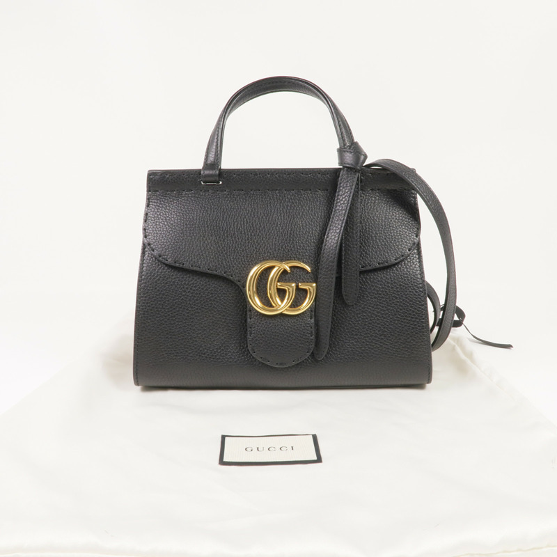 GUCCI 牛皮皮革GG Marmont Top Handle Bag金扣手挽肩背兩用袋-16