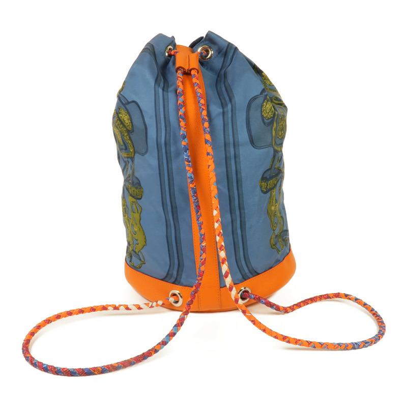 HERMES 絲質/牛皮皮革Soie Cool Backpack銀扣背包-1