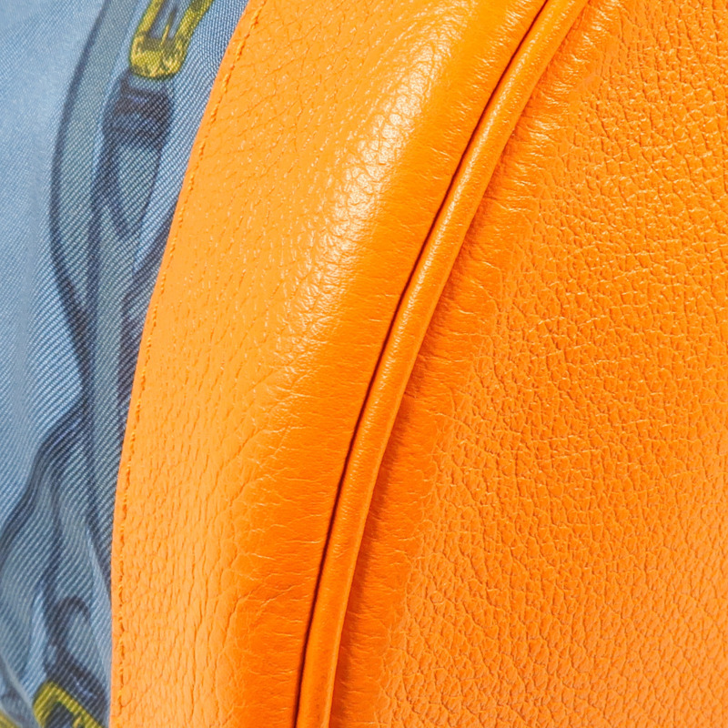 HERMES 絲質/牛皮皮革Soie Cool Backpack銀扣背包-6