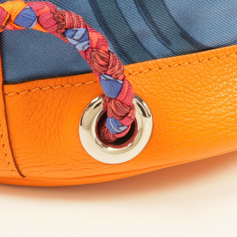 HERMES 絲質/牛皮皮革Soie Cool Backpack銀扣背包-9