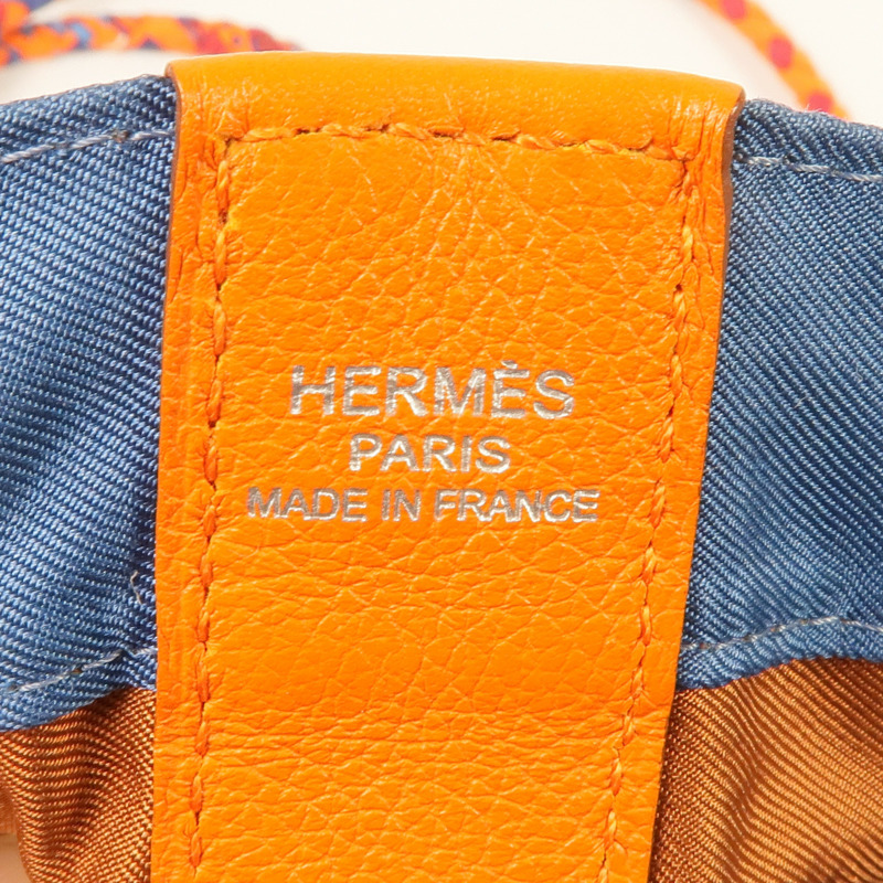 HERMES 絲質/牛皮皮革Soie Cool Backpack銀扣背包-13