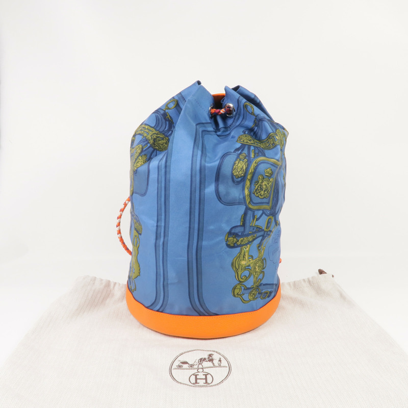 HERMES 絲質/牛皮皮革Soie Cool Backpack銀扣背包-15